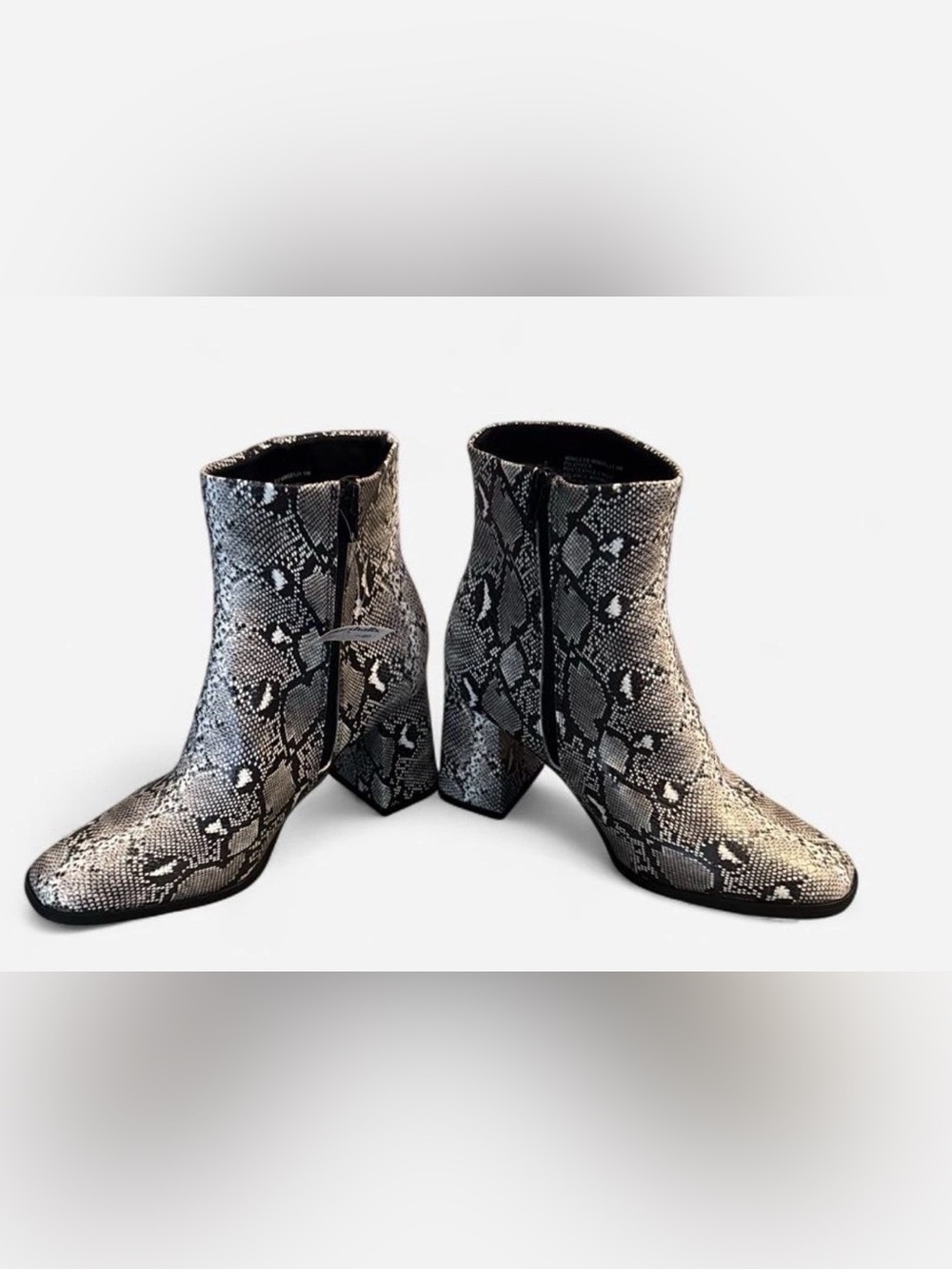 Madden Girl Snake-Print Block Heel Ankle Boots - Black/Gray